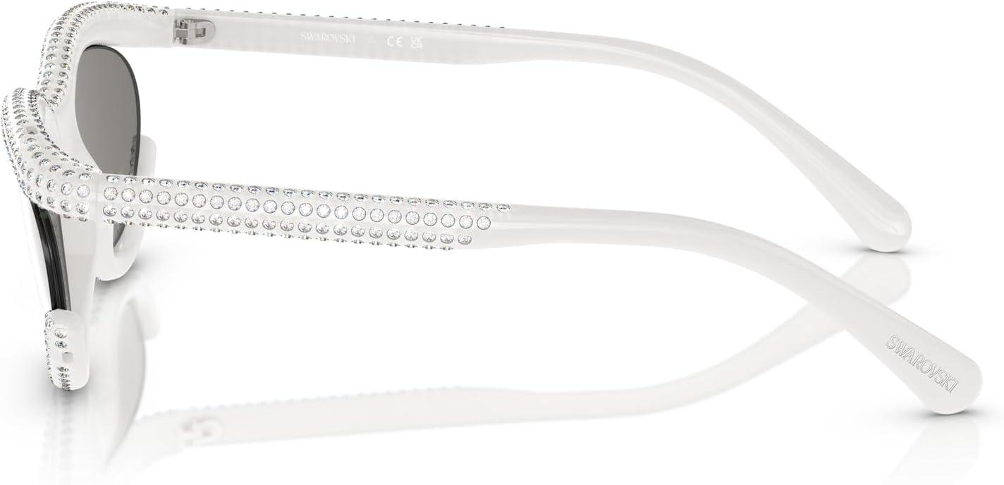 imageSwarovski Womens Sk6006 Oval SunglassesMilky WhiteLight Grey Mirrored Silver