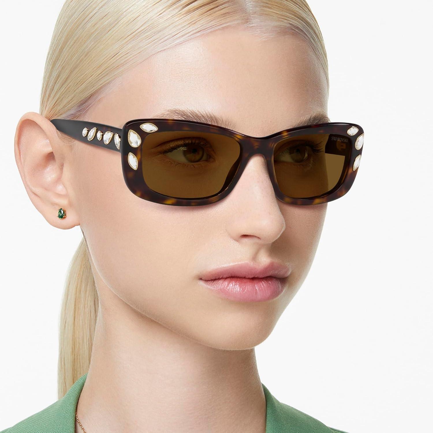 imageSwarovski Womens Sk6008 Square SunglassesDark HavanaBronze