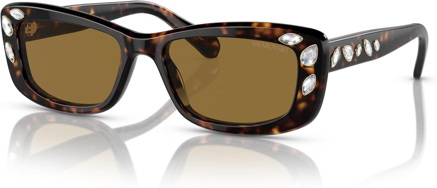 imageSwarovski Womens Sk6008 Square SunglassesDark HavanaBronze