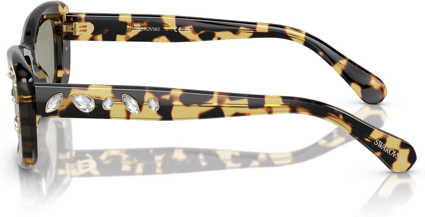 imageSwarovski Womens Sk6008 Square SunglassesMedium HavanaGreen