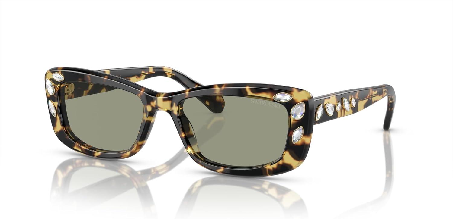 imageSwarovski Womens Sk6008 Square SunglassesMedium HavanaGreen