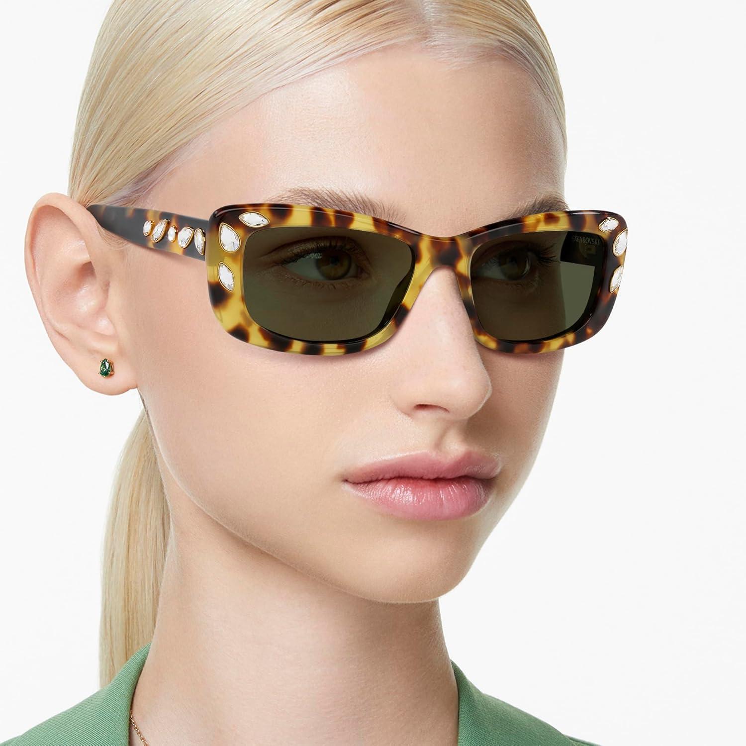 imageSwarovski Womens Sk6008 Square SunglassesMedium HavanaGreen