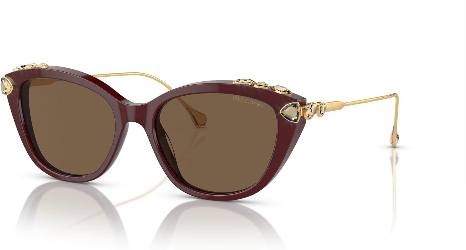 imageSwarovski Womens Sk6010 Cat Eye SunglassesHavana MediaDark Brown