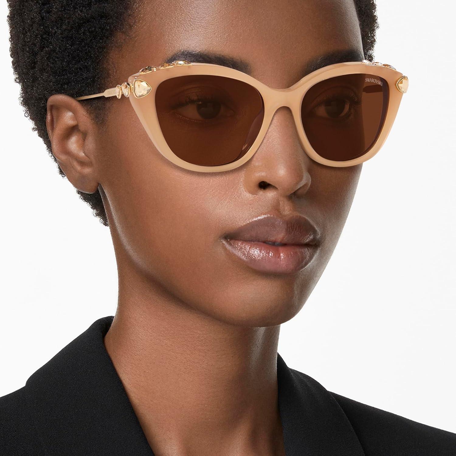 imageSwarovski Womens Sk6010 Cat Eye SunglassesOpal BeigeBronze