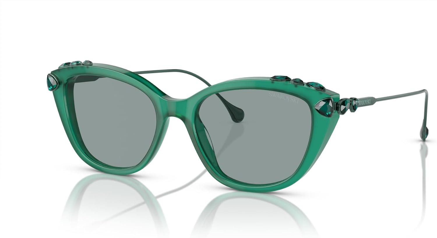 imageSwarovski Womens Sk6010 Cat Eye SunglassesOpal GreenDark Grey