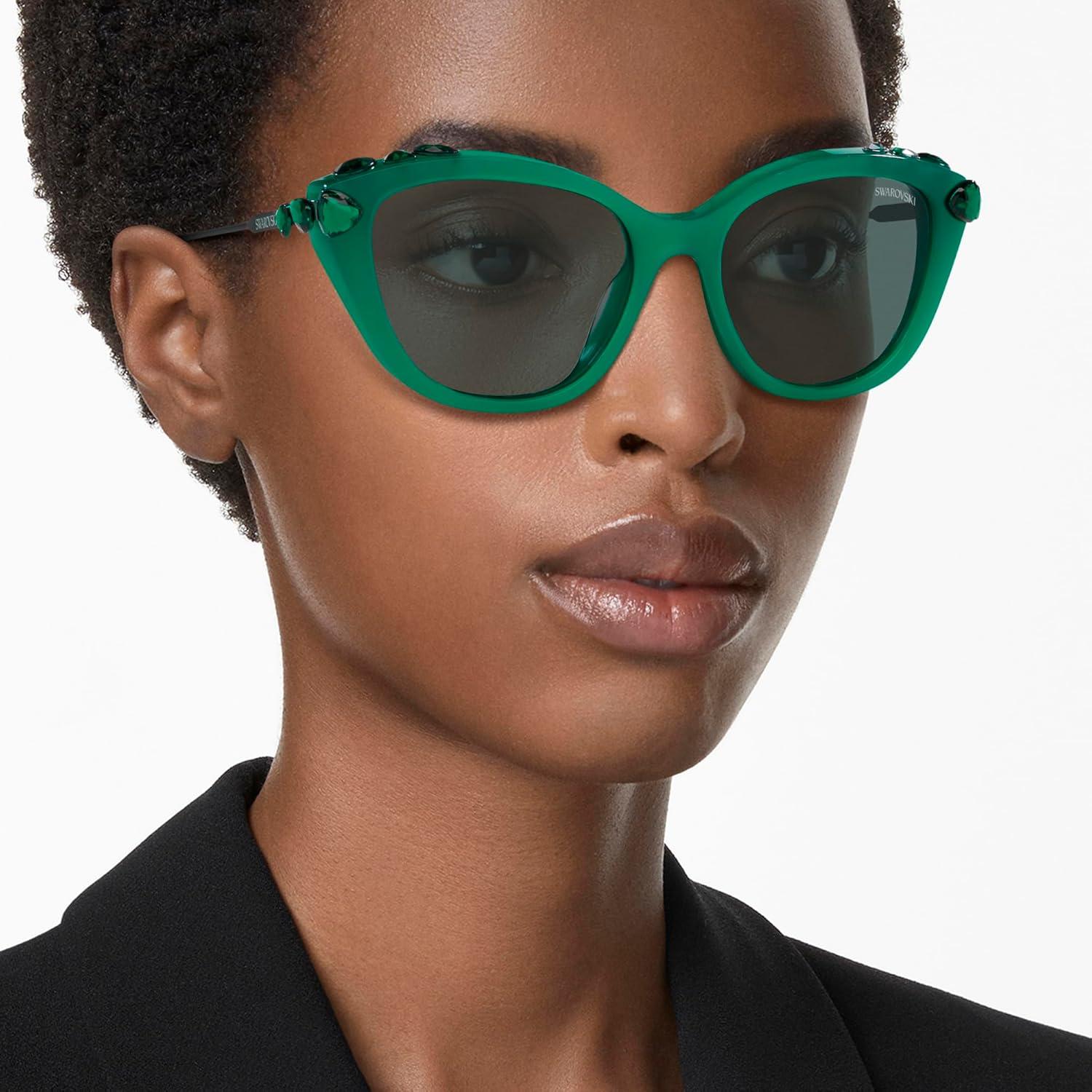 imageSwarovski Womens Sk6010 Cat Eye SunglassesOpal GreenDark Grey