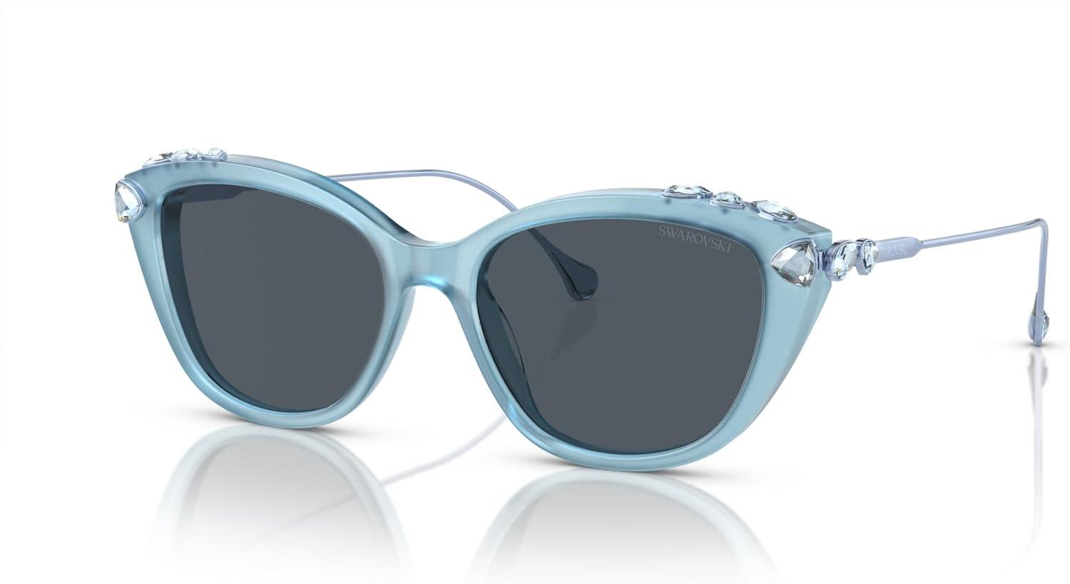 imageSwarovski Womens Sk6010 Cat Eye SunglassesOpal Light BlueDark Grey