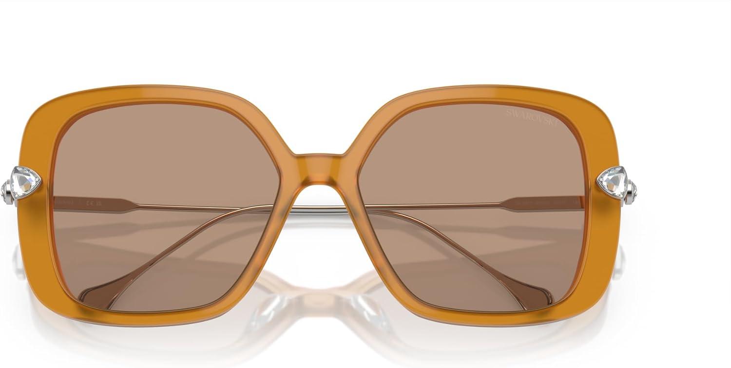 imageSwarovski Womens Sk6011 Square SunglassesTransparent Amber BrownLight Brown