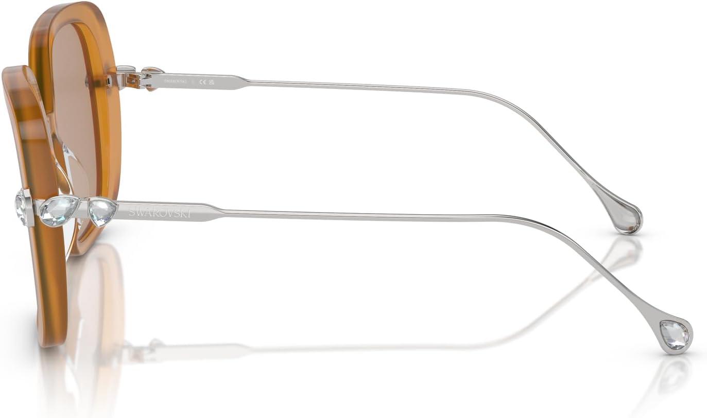 imageSwarovski Womens Sk6011 Square SunglassesTransparent Amber BrownLight Brown