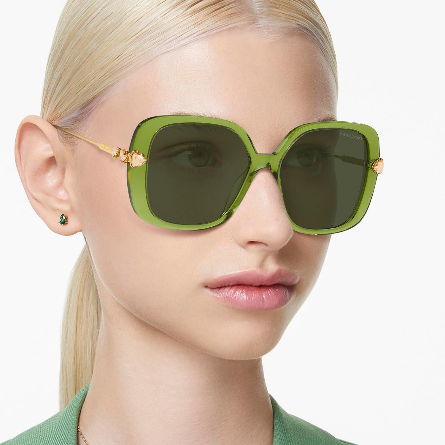 imageSwarovski Womens Sk6011 Square SunglassesTransparent GreenGreen
