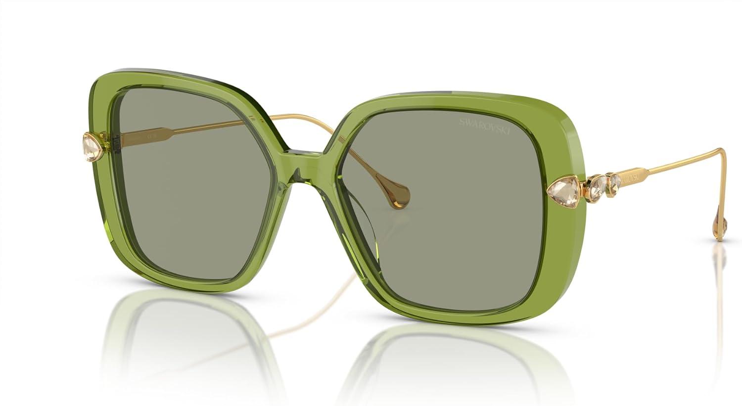 imageSwarovski Womens Sk6011 Square SunglassesTransparent GreenGreen