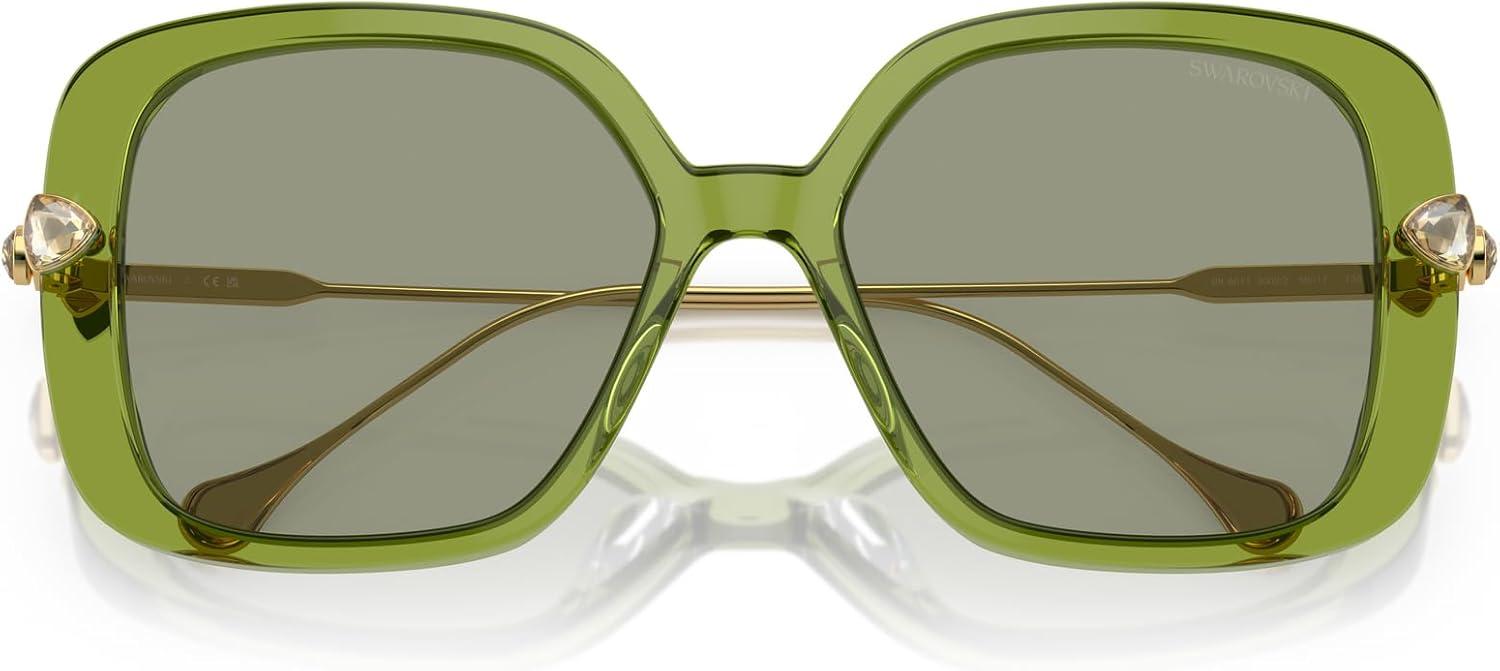 imageSwarovski Womens Sk6011 Square SunglassesTransparent GreenGreen