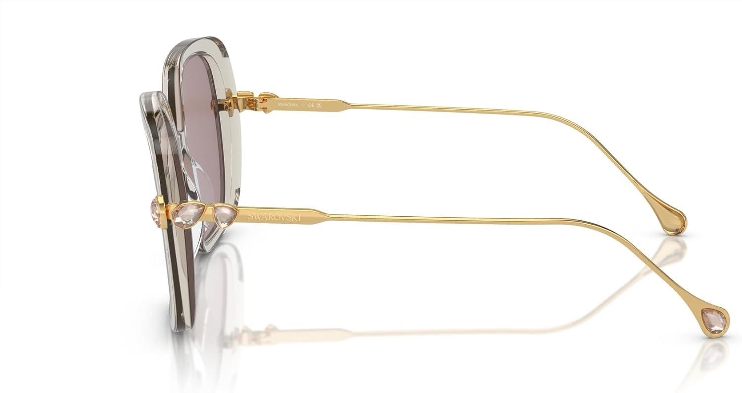 imageSwarovski Womens Sk6011 Square SunglassesTransparent Light BrownViolet