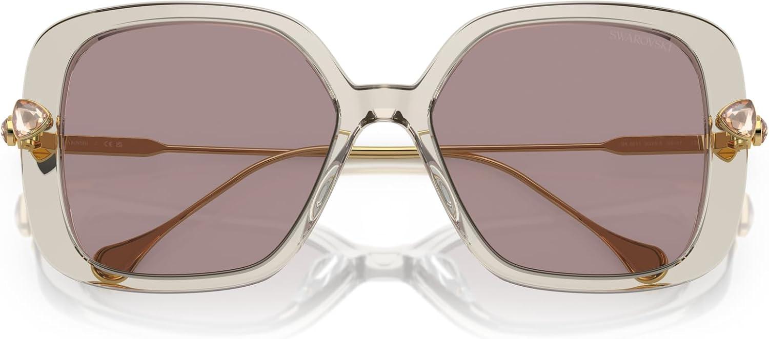 imageSwarovski Womens Sk6011 Square SunglassesTransparent Light BrownViolet