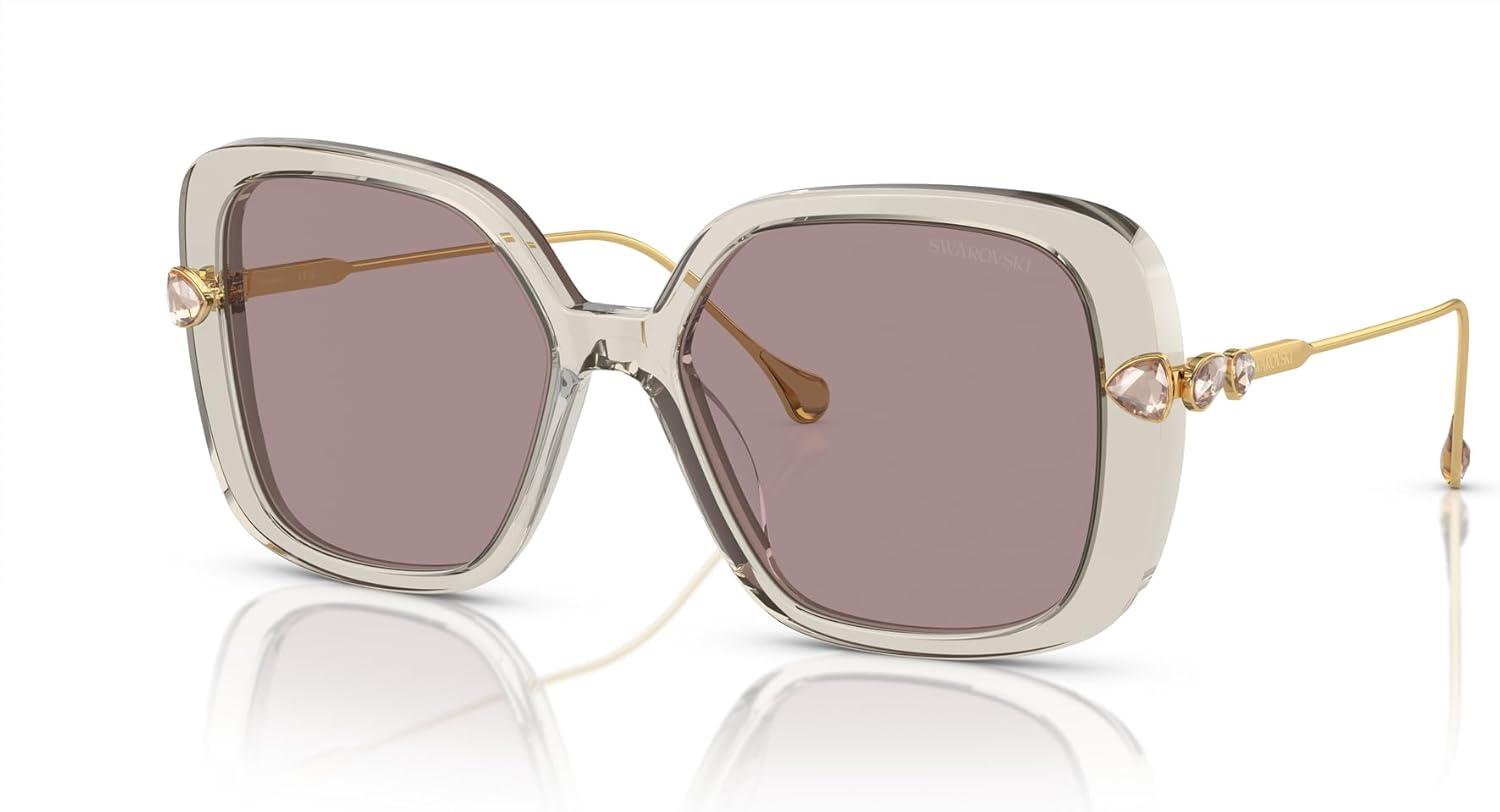 imageSwarovski Womens Sk6011 Square SunglassesTransparent Light BrownViolet