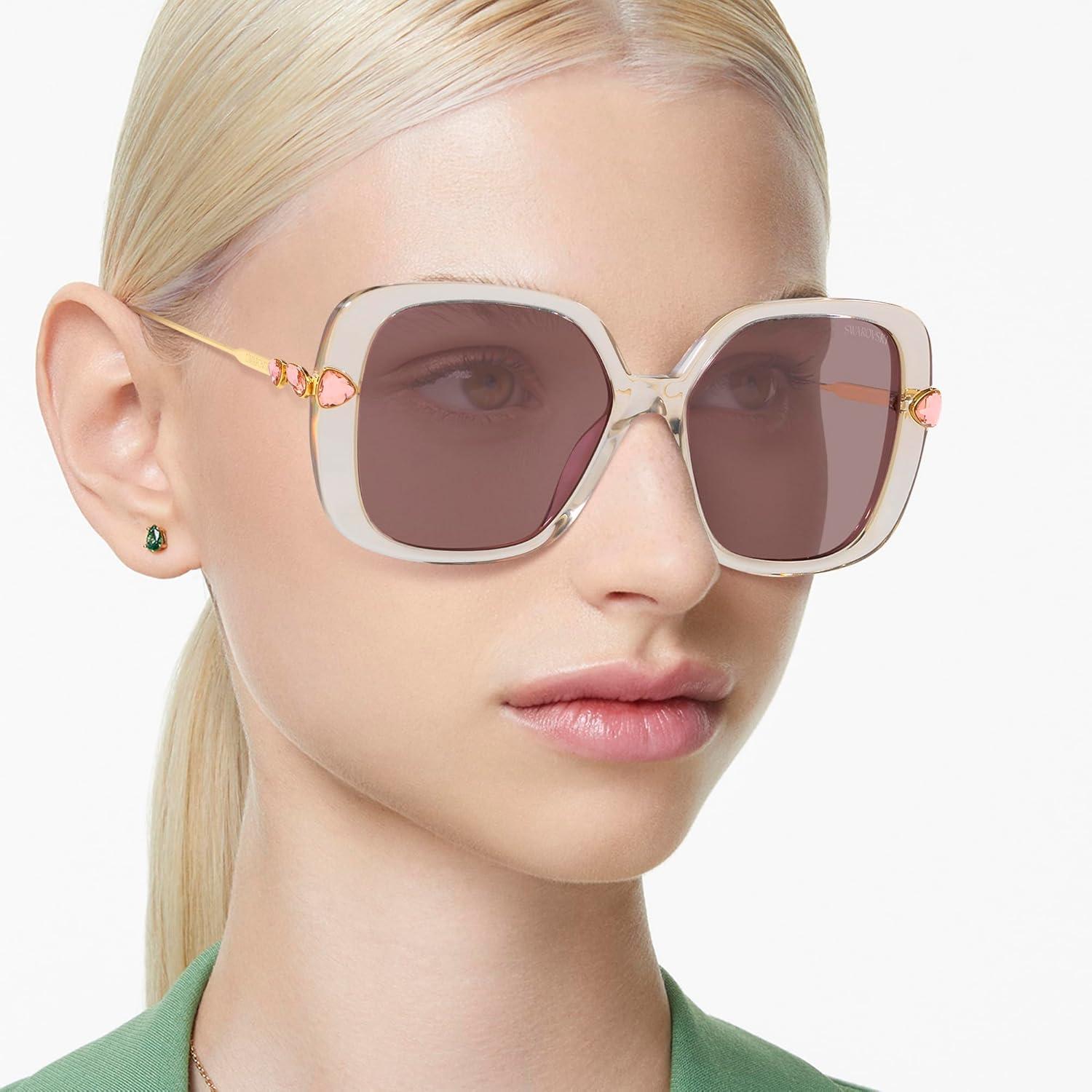 imageSwarovski Womens Sk6011 Square SunglassesTransparent Light BrownViolet