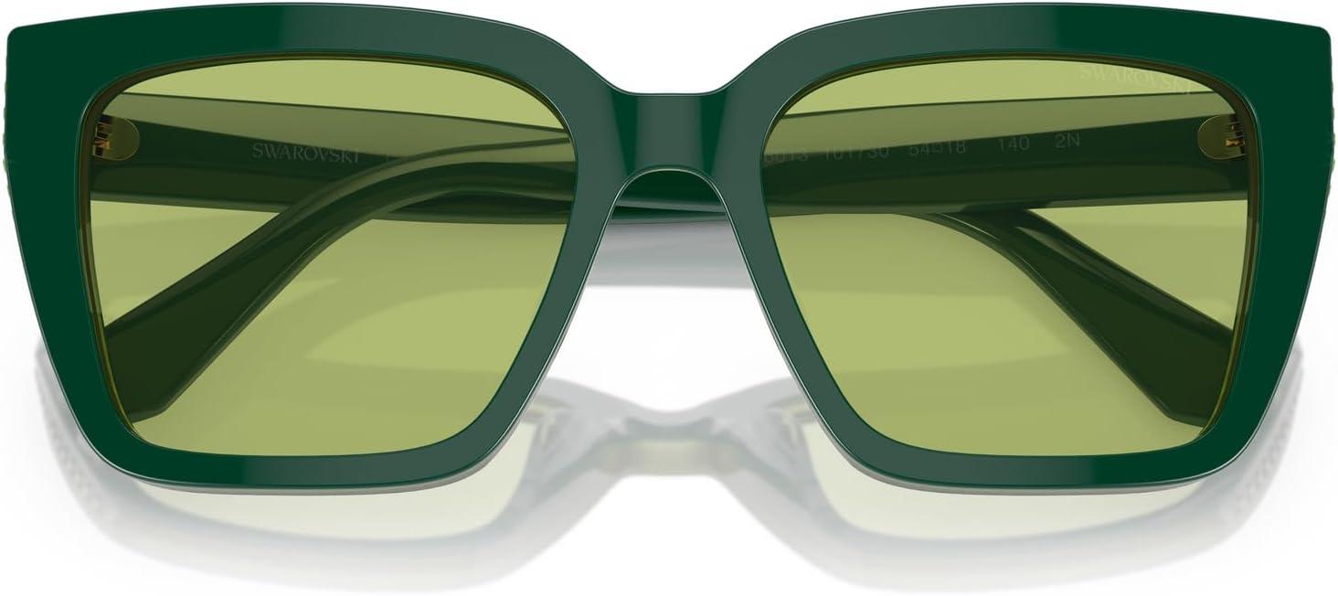 imageSwarovski Womens Sk6013 Square SunglassesGreenLight Green Mirrored Silver