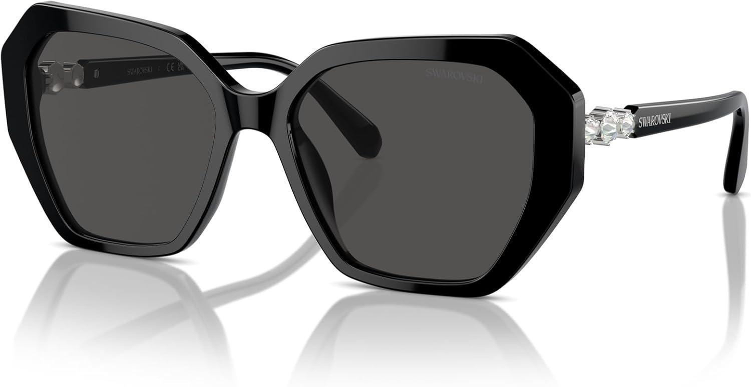 imageSwarovski Womens Sk6017 Butterfly SunglassesBlackDark Grey