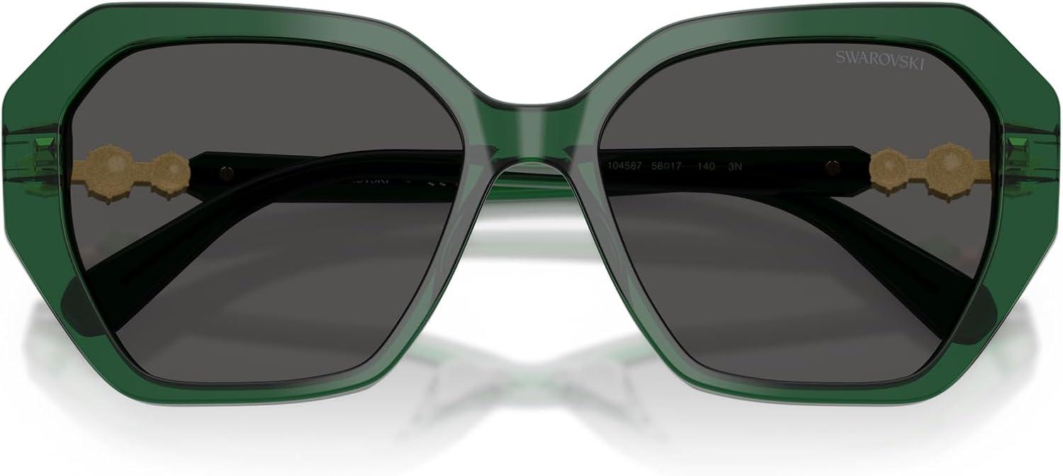 imageSwarovski Womens Sk6017 Butterfly SunglassesTransparent GreenDark Grey