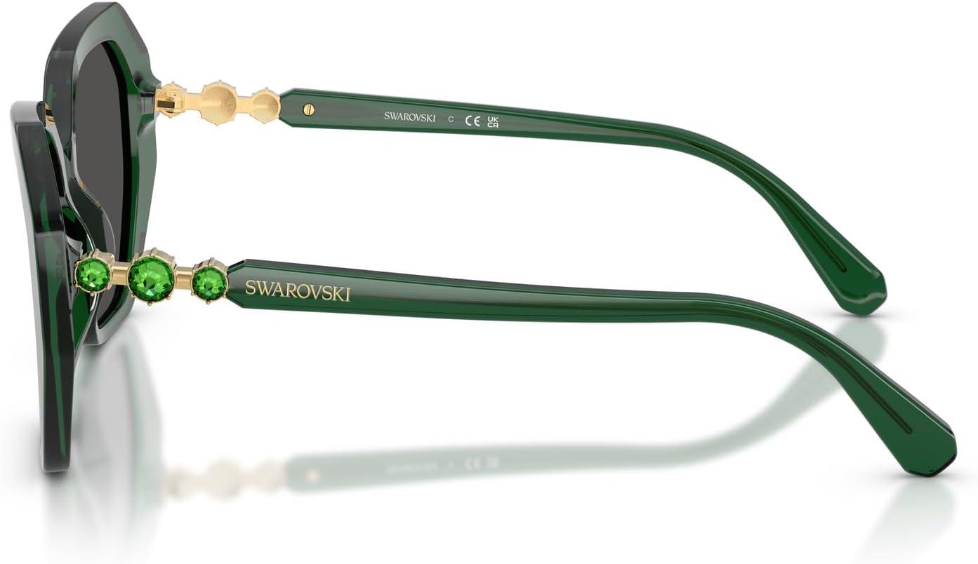 imageSwarovski Womens Sk6017 Butterfly SunglassesTransparent GreenDark Grey