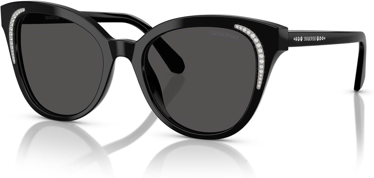 imageSwarovski Womens Sk6031 Butterfly SunglassesBlackDark Grey