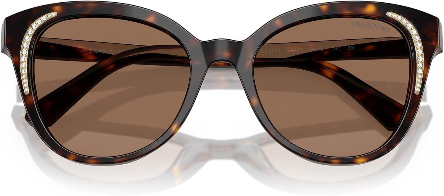 imageSwarovski Womens Sk6031 Butterfly SunglassesDark HavanaDark Brown