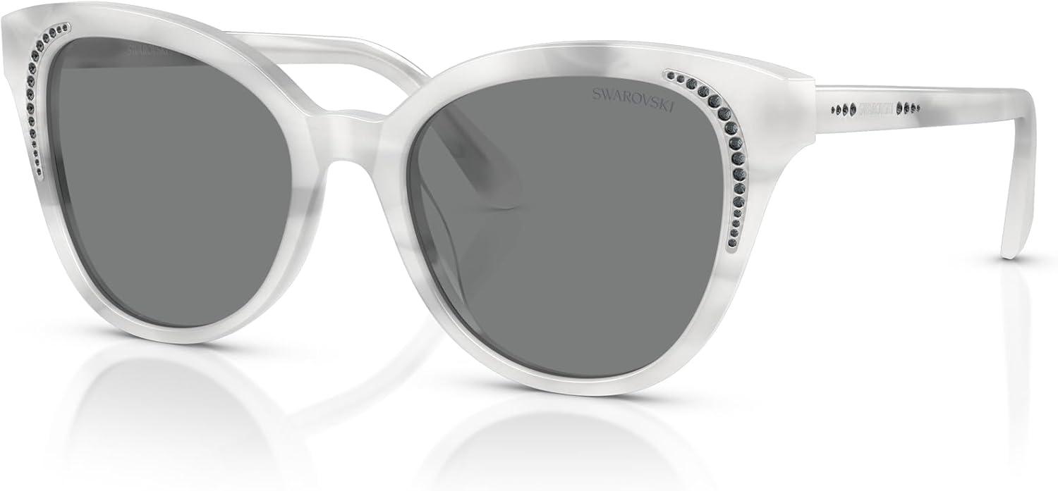 imageSwarovski Womens Sk6031 Butterfly SunglassesStriped WhiteDark Grey