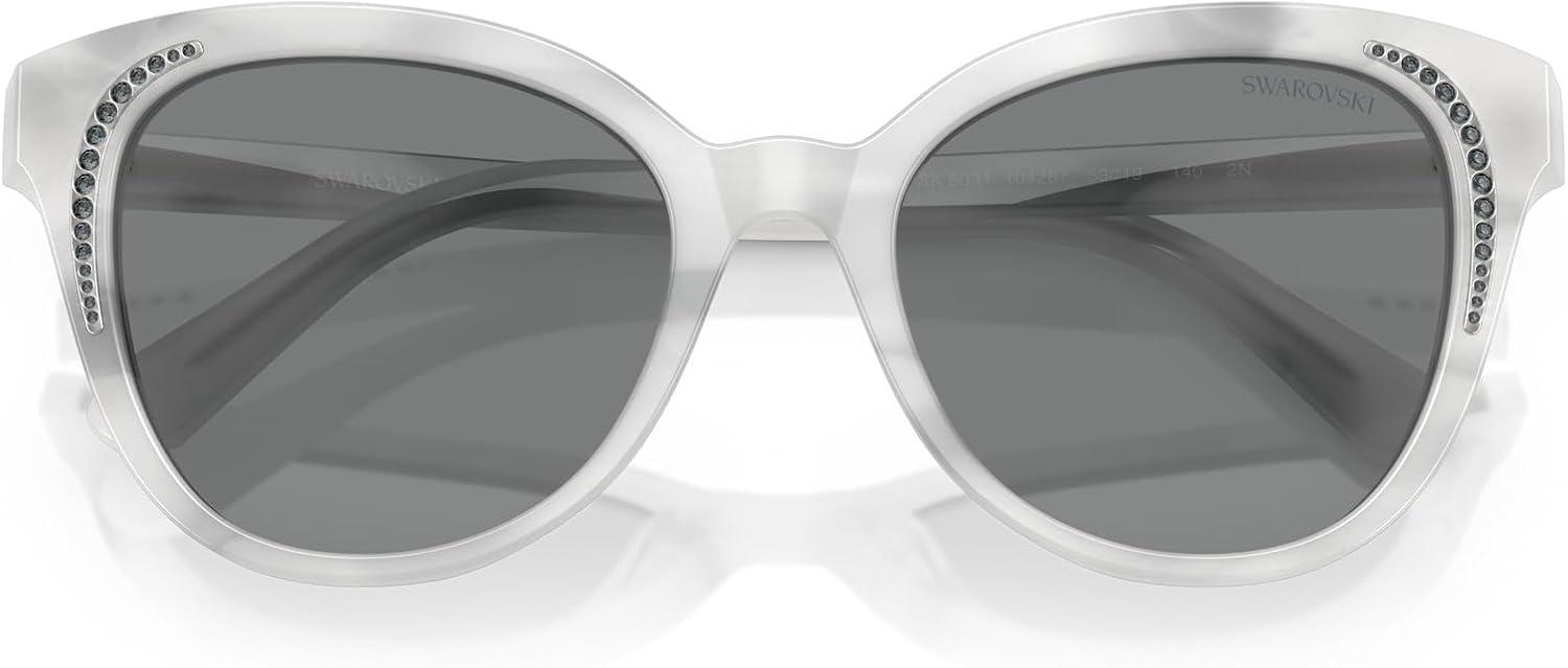 imageSwarovski Womens Sk6031 Butterfly SunglassesStriped WhiteDark Grey