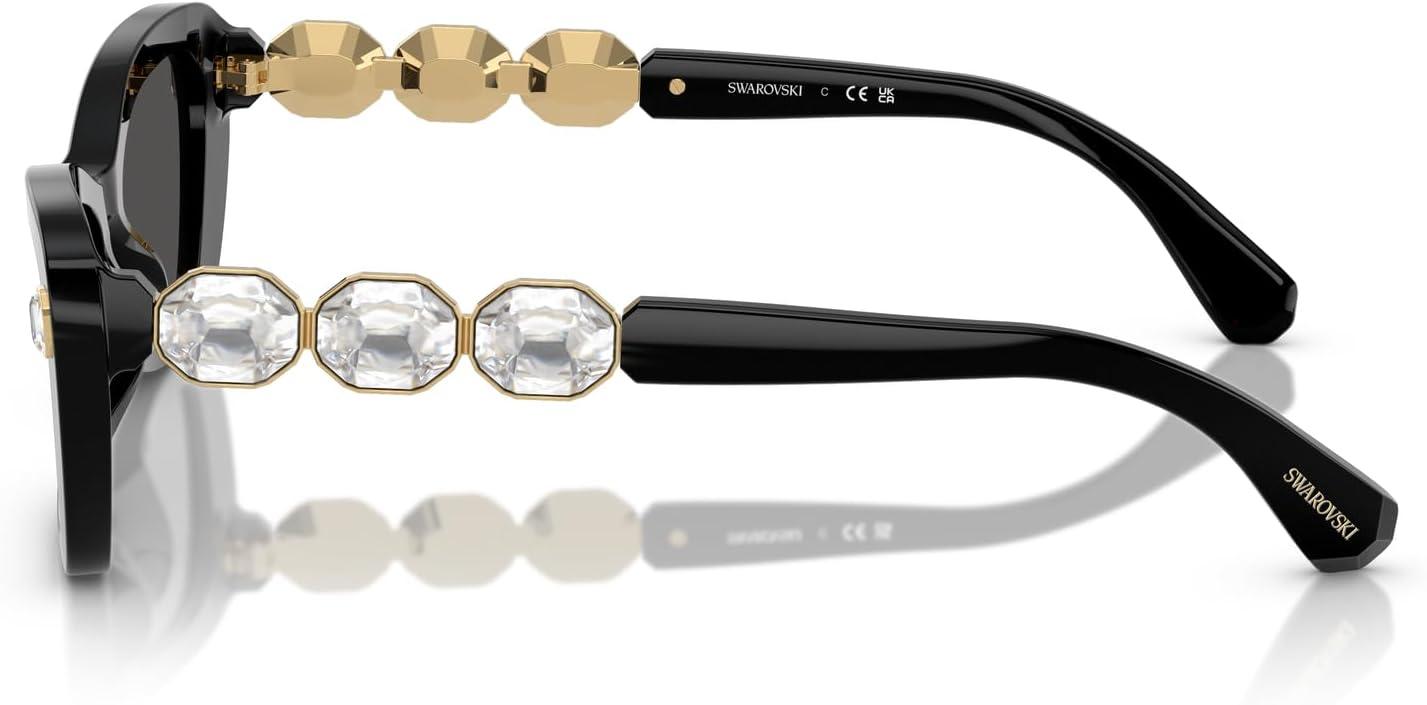 imageSwarovski Womens Sk6033 Butterfly SunglassesBlackDark Grey