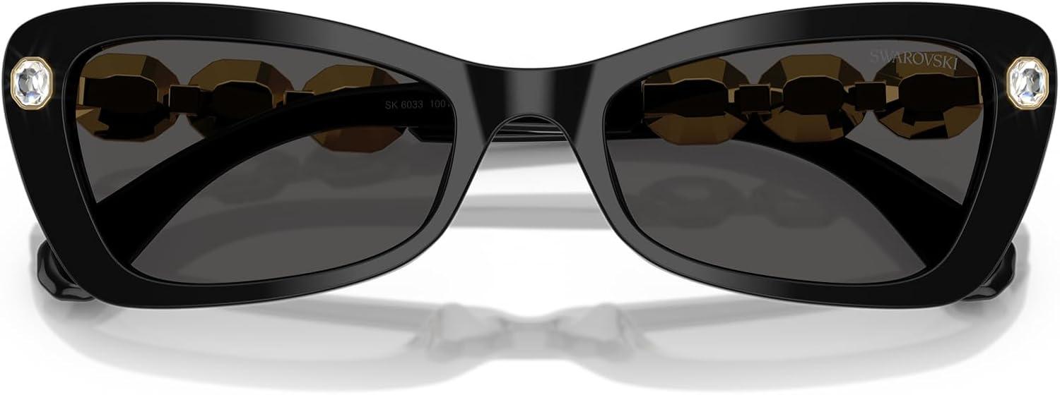 imageSwarovski Womens Sk6033 Butterfly SunglassesBlackDark Grey
