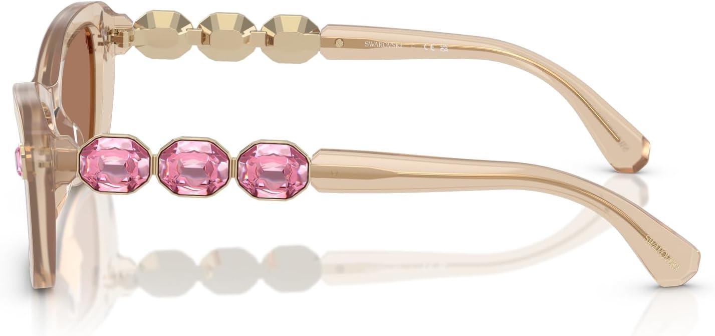 imageSwarovski Womens Sk6033 Butterfly SunglassesMilky BeigeBrown