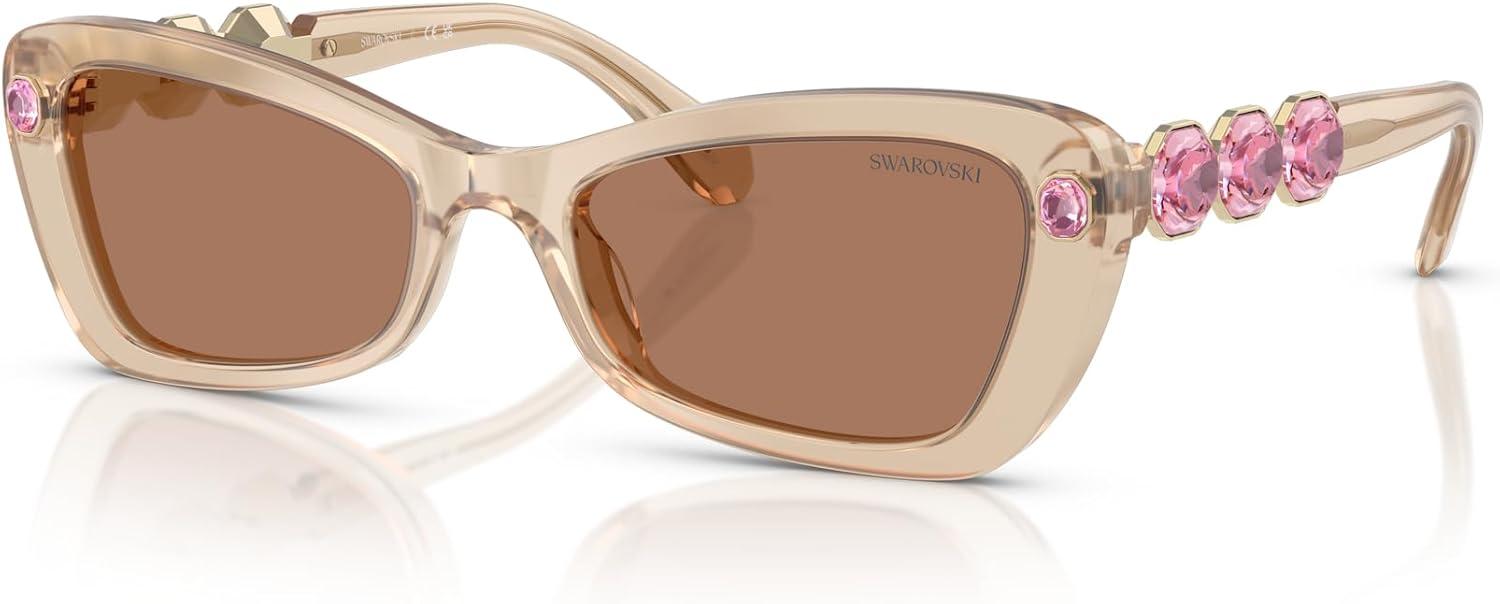 imageSwarovski Womens Sk6033 Butterfly SunglassesMilky BeigeBrown