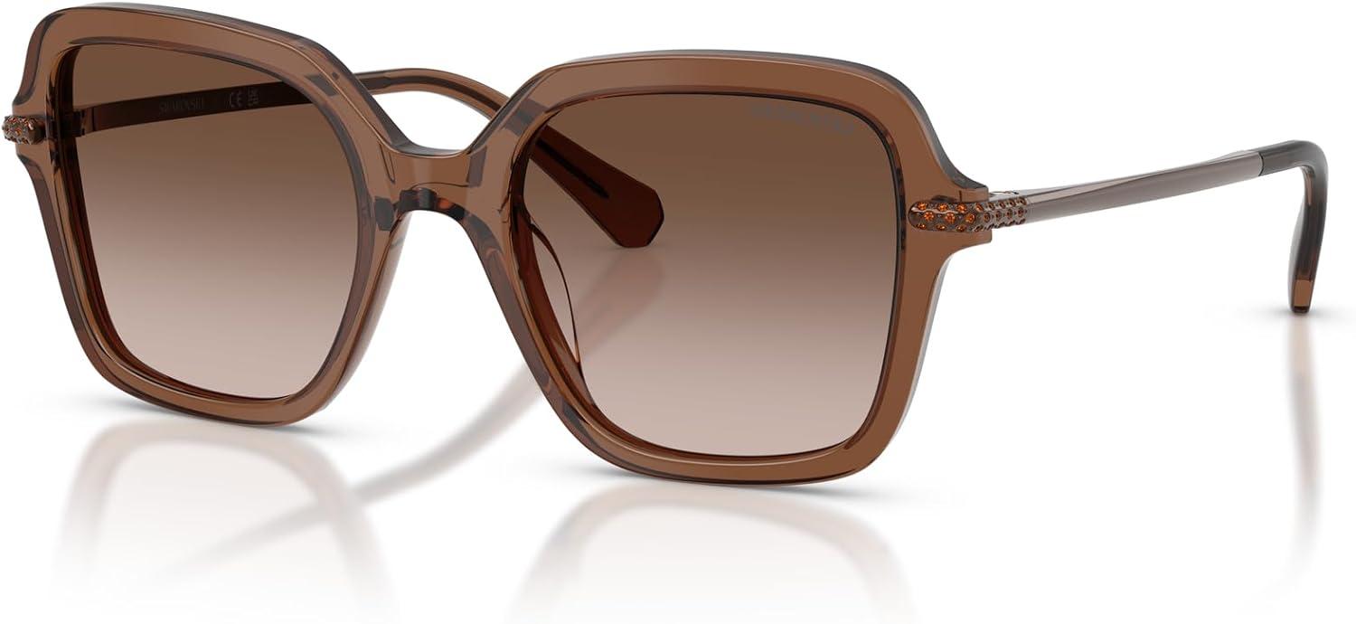 imageSwarovski Womens Sk6040 Square SunglassesTransparent BrownBrown Gradient