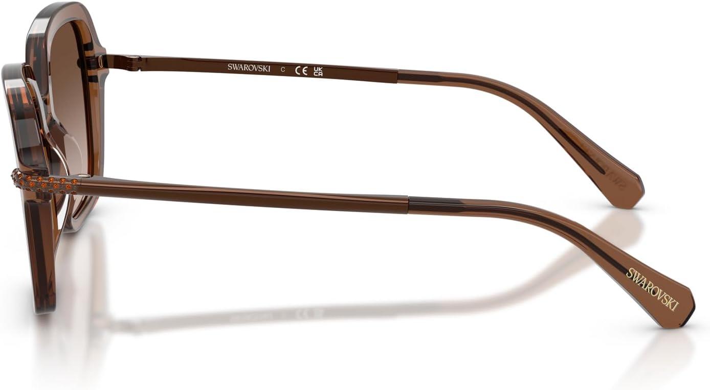 imageSwarovski Womens Sk6040 Square SunglassesTransparent BrownBrown Gradient