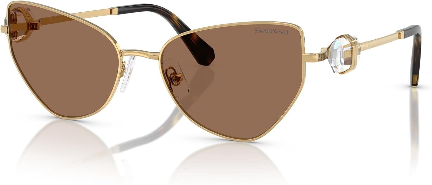 imageSwarovski Womens Sk7003 Butterfly SunglassesGoldDark Brown