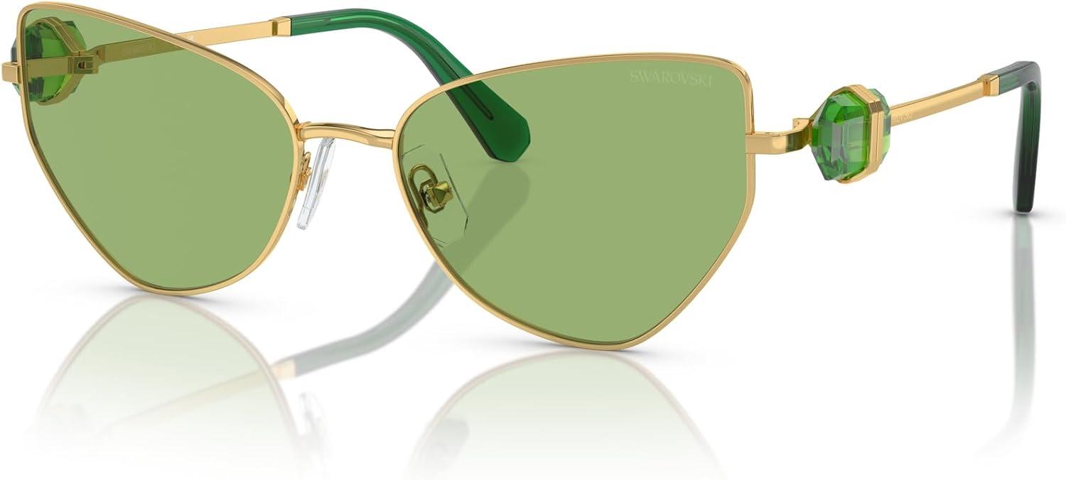 imageSwarovski Womens Sk7003 Butterfly SunglassesGoldDark Green