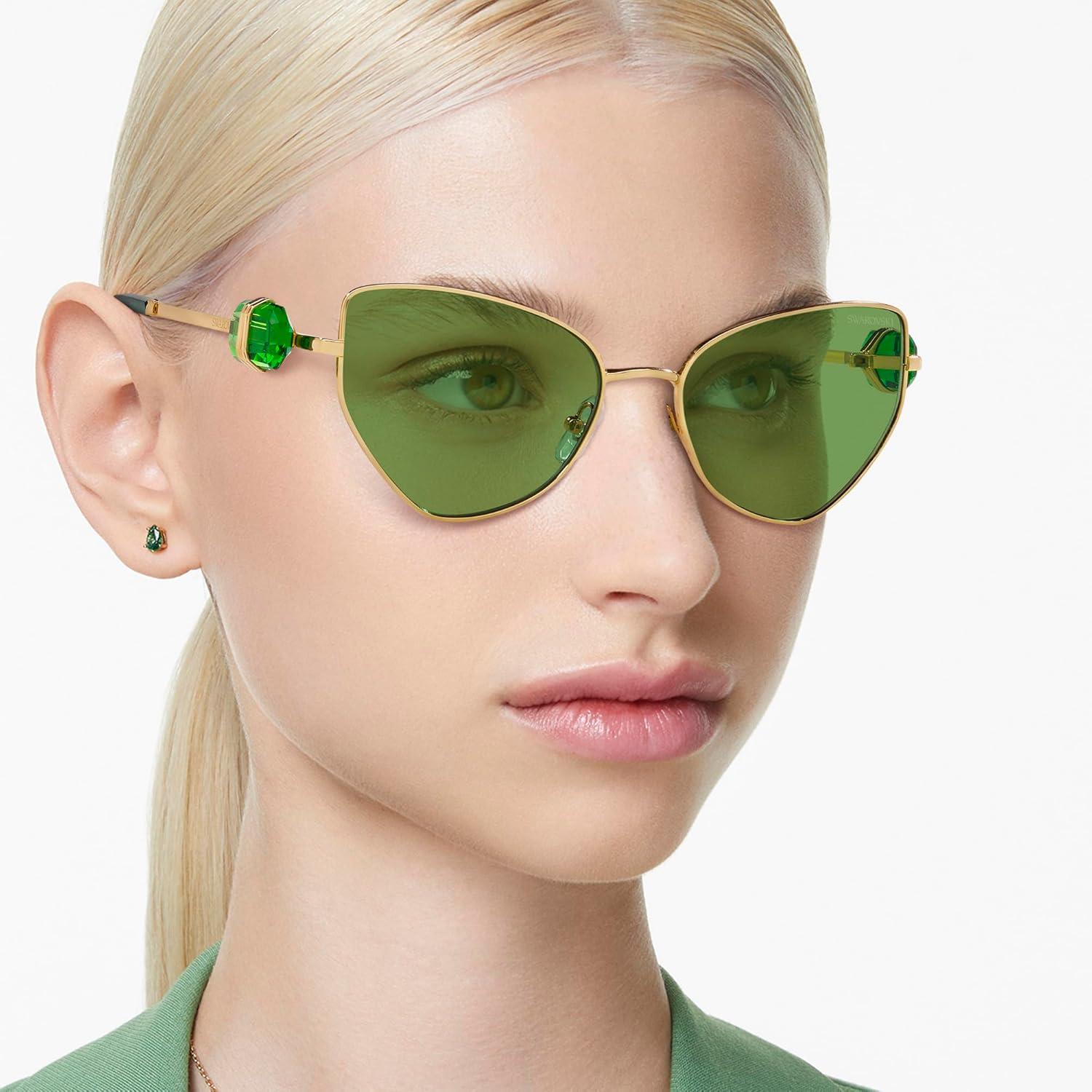 imageSwarovski Womens Sk7003 Butterfly SunglassesGoldDark Green