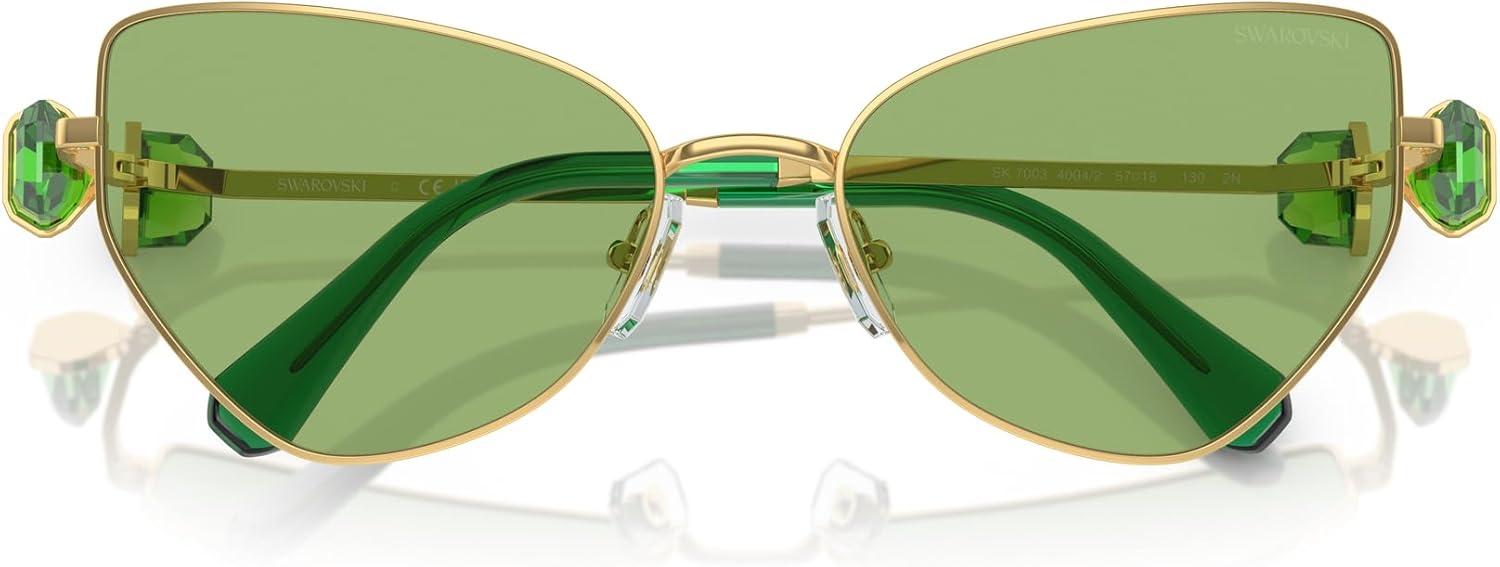 imageSwarovski Womens Sk7003 Butterfly SunglassesGoldDark Green