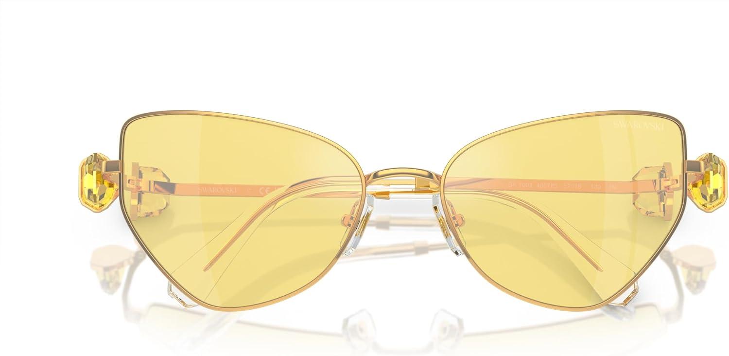 imageSwarovski Womens Sk7003 Butterfly SunglassesGoldYellow Mirrored Silver