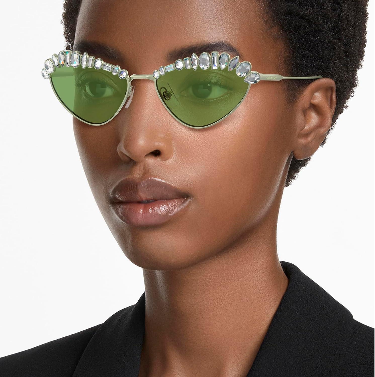 imageSwarovski Womens Sk7009 Oval SunglassesMatte GreenDark Green