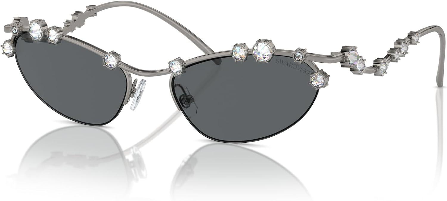 imageSwarovski Womens Sk7016 Cat Eye SunglassesBlackDark Grey Polarized