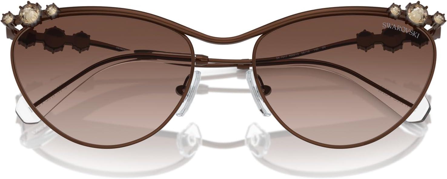 imageSwarovski Womens Sk7017 Cat Eye SunglassesMilky Light BlueBlue Mirrored White