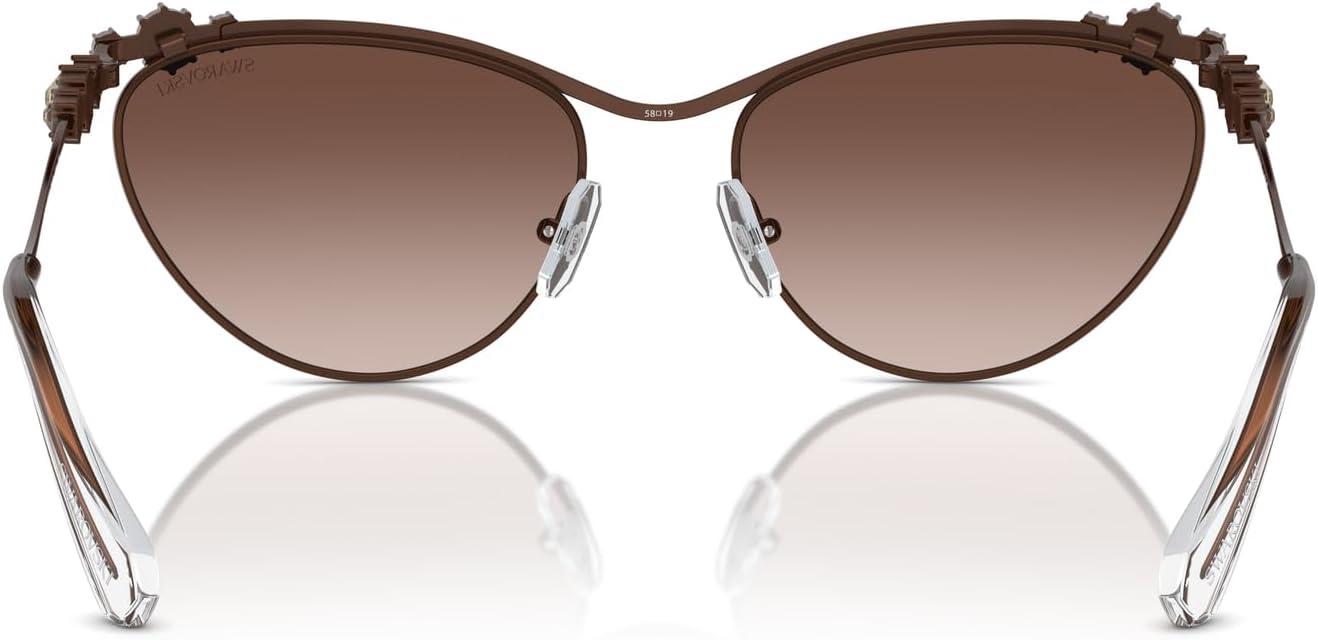 imageSwarovski Womens Sk7017 Cat Eye SunglassesMilky Light BlueBlue Mirrored White