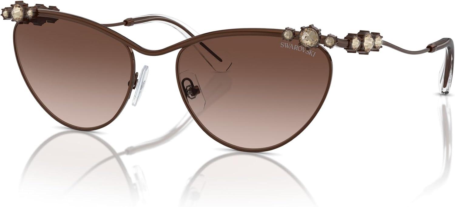 imageSwarovski Womens Sk7017 Cat Eye SunglassesMilky Light BlueBlue Mirrored White