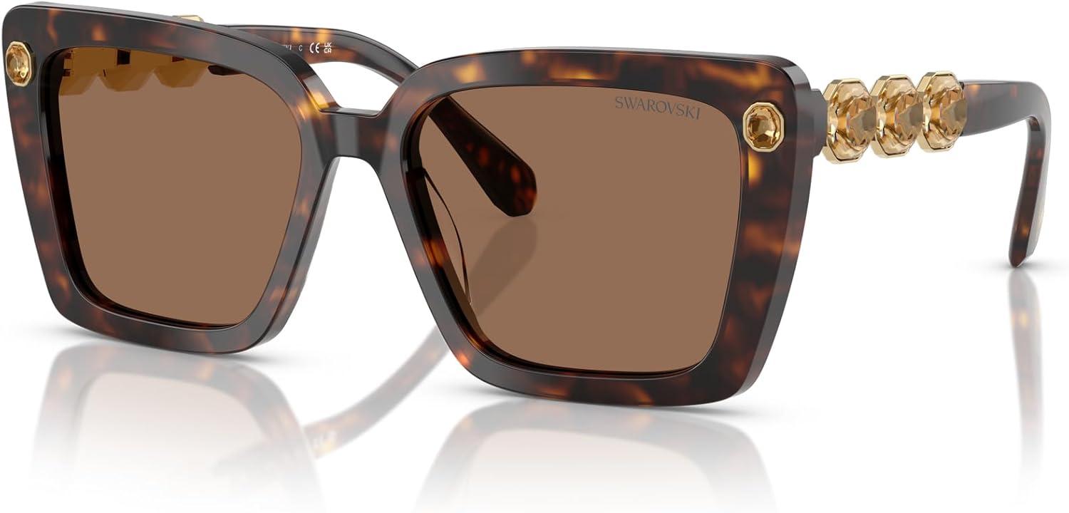 imageSwarovski womens Sk6032 Square SunglassesHavanaDark Brown