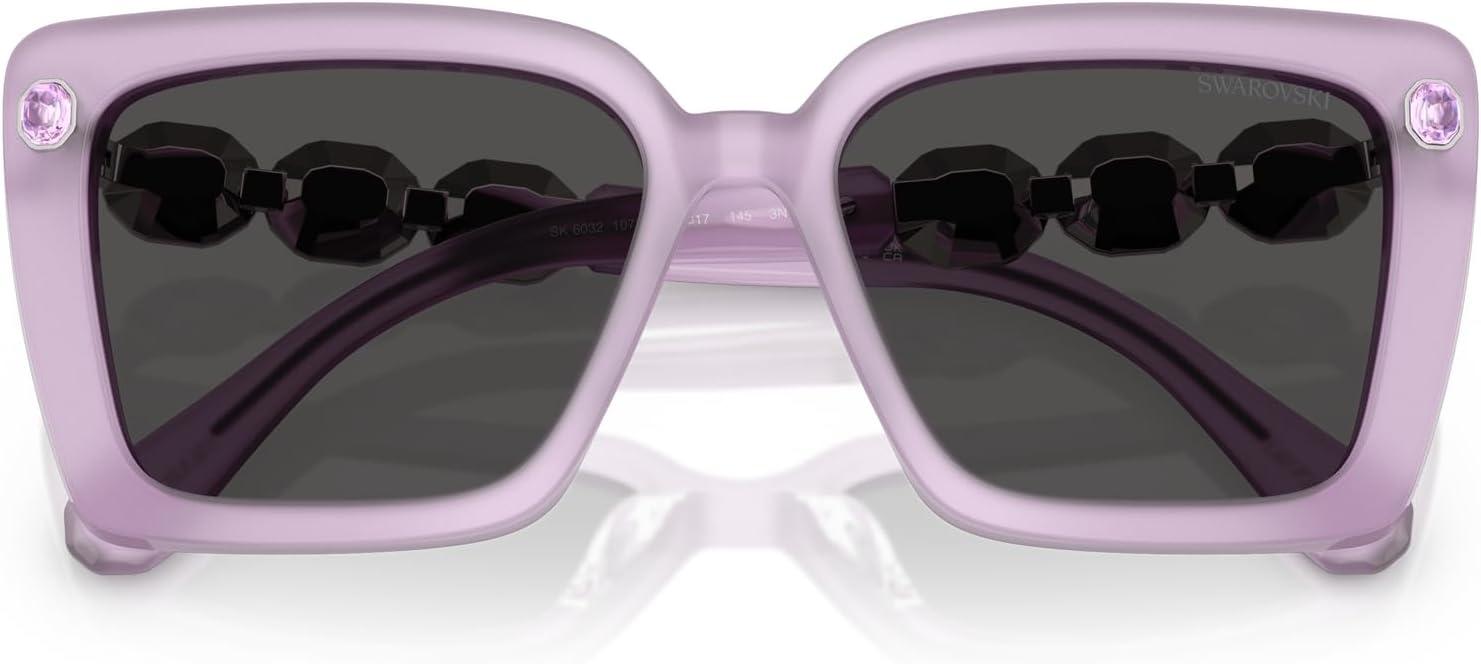 imageSwarovski womens Sk6032 Square SunglassesMilky LilacDark Grey