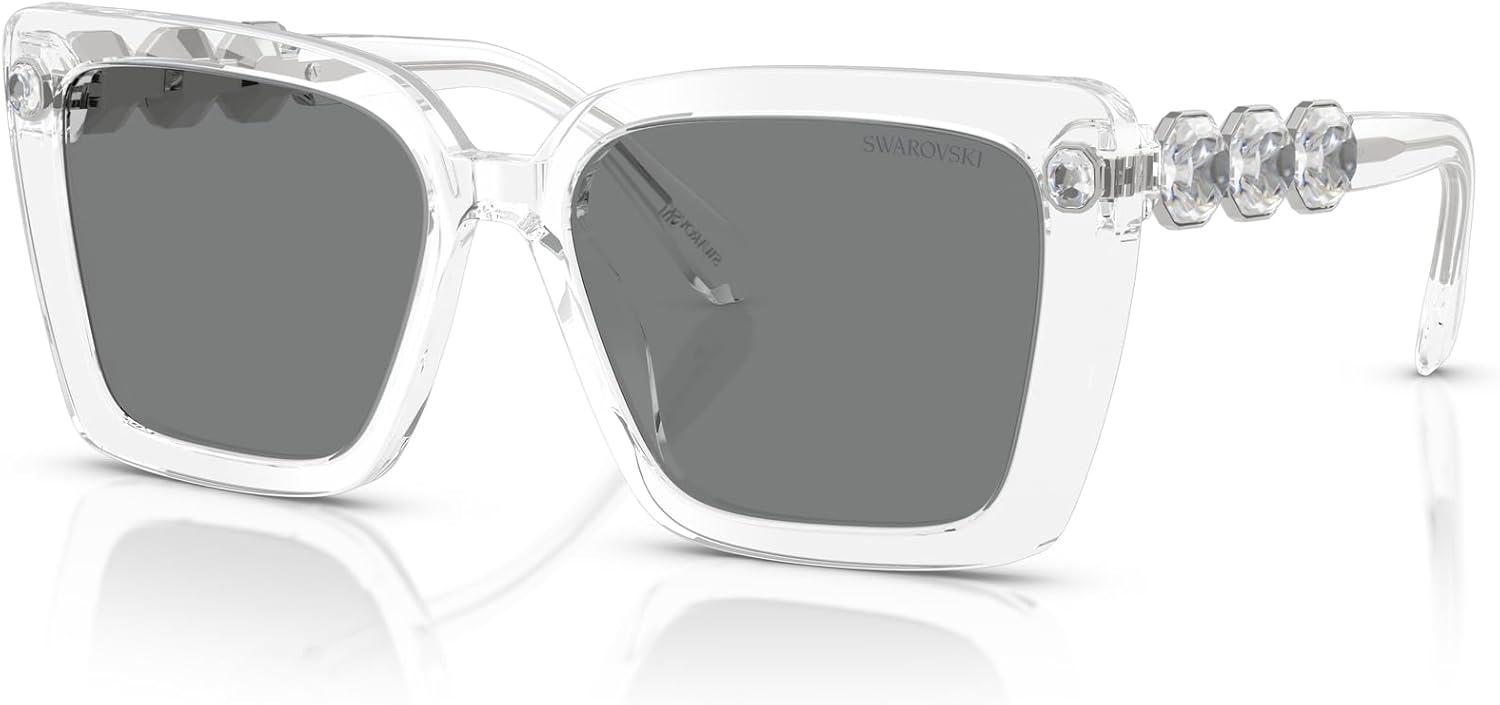 imageSwarovski womens Sk6032 Square SunglassesTransparentDark Grey