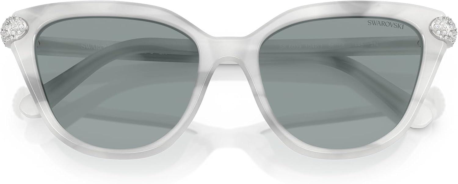 imageSwarovski womens Sk6039 Cat Eye SunglassesWhite HavanaDark Grey