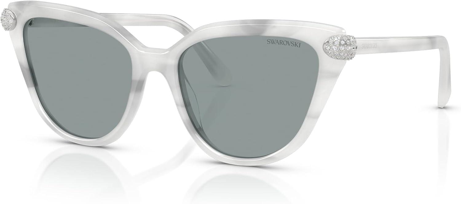imageSwarovski womens Sk6039 Cat Eye SunglassesWhite HavanaDark Grey
