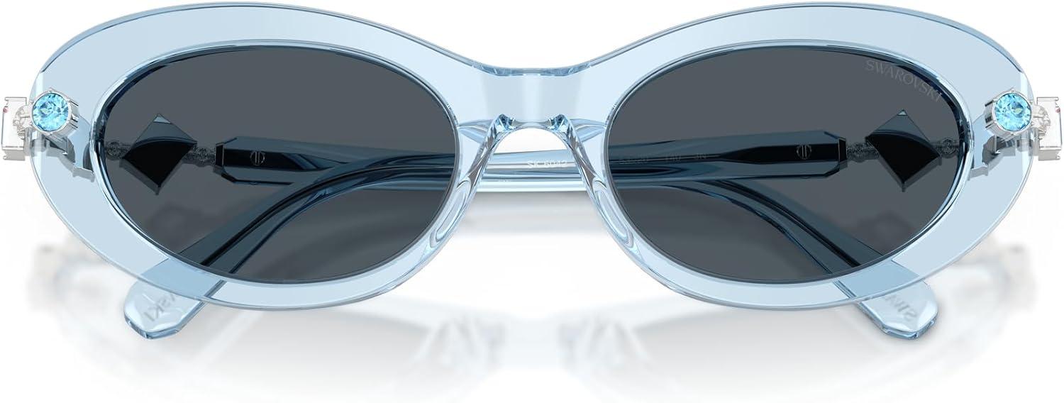 imageSwarovski womens Sk6042 Oval SunglassesTransparent Light BlueDark Grey